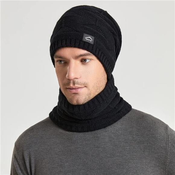 Winter Beanie Hat Scarf Touchscreen Glove Set for Men Women,Slouchy Knit Ski Cap - Picture 2 of 8